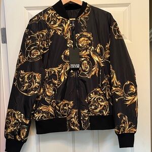 NWT Versace Jeans Couture Dual Black and Gold Bomber Jacket Size L( 50)